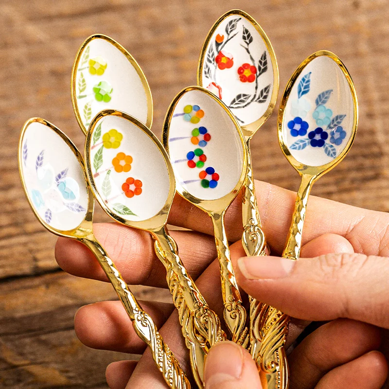 Coffee Tea Flower - Cucharas de café de acero inoxidable