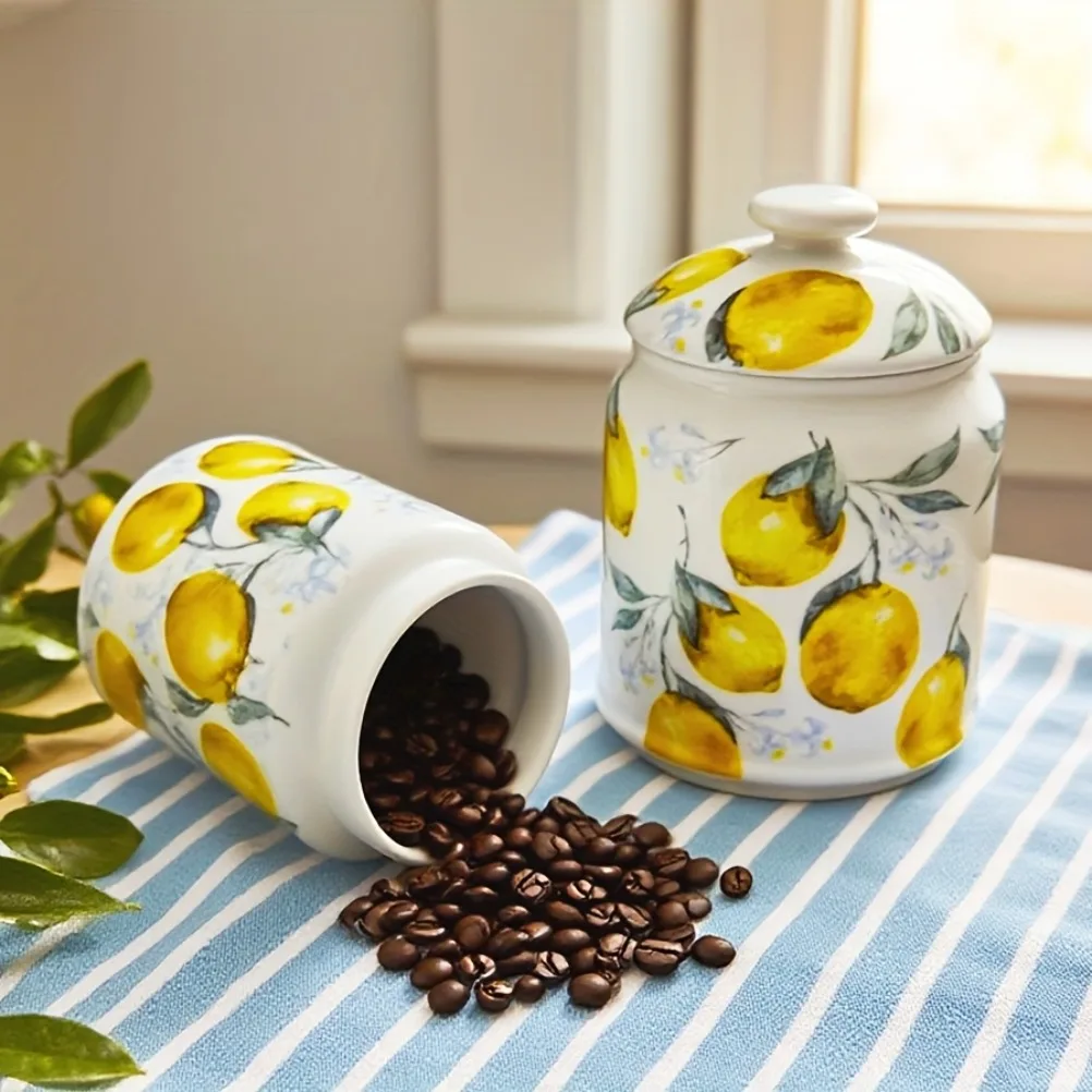 Lemon Tea Coffee - Frasco de cerámica con diseño de