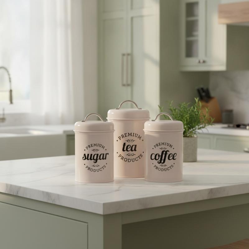 Juego de 3 recipientes metálic - Coffee Tea Sugar Canisters reseña y precio