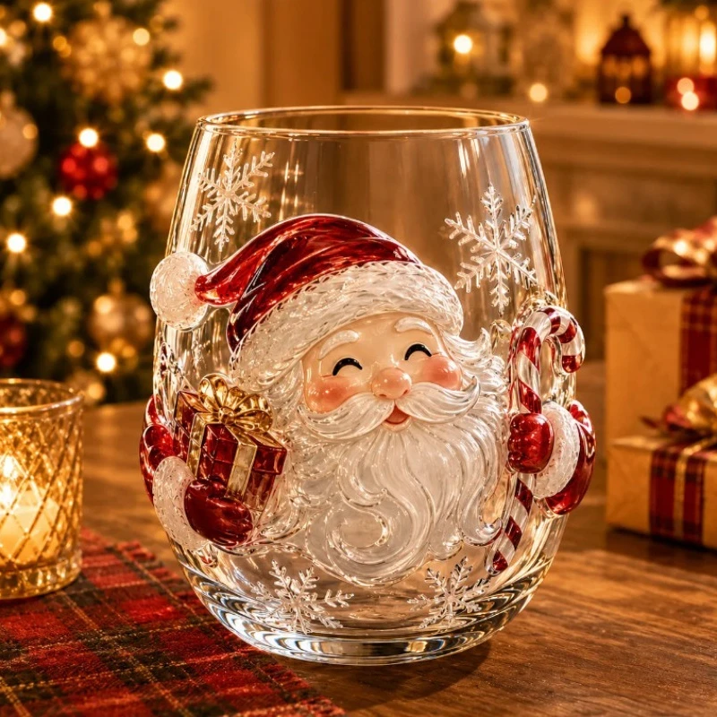 Vaso de cristal navideño 3D, d - Coffee Tea Flower reseña y precio