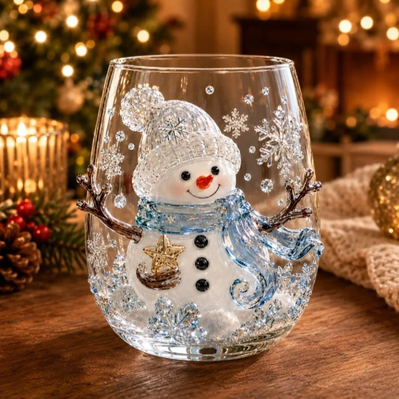 Vaso de cristal navideño 3D, d - Coffee Tea Flower reseña y precio