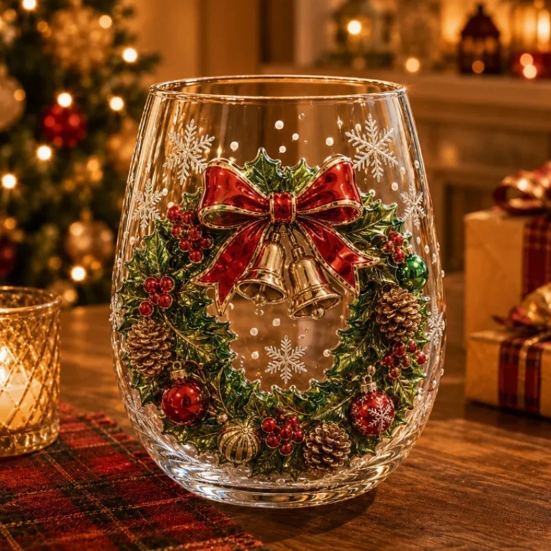 Vaso de cristal navideño 3D, d - Coffee Tea Flower reseña y precio